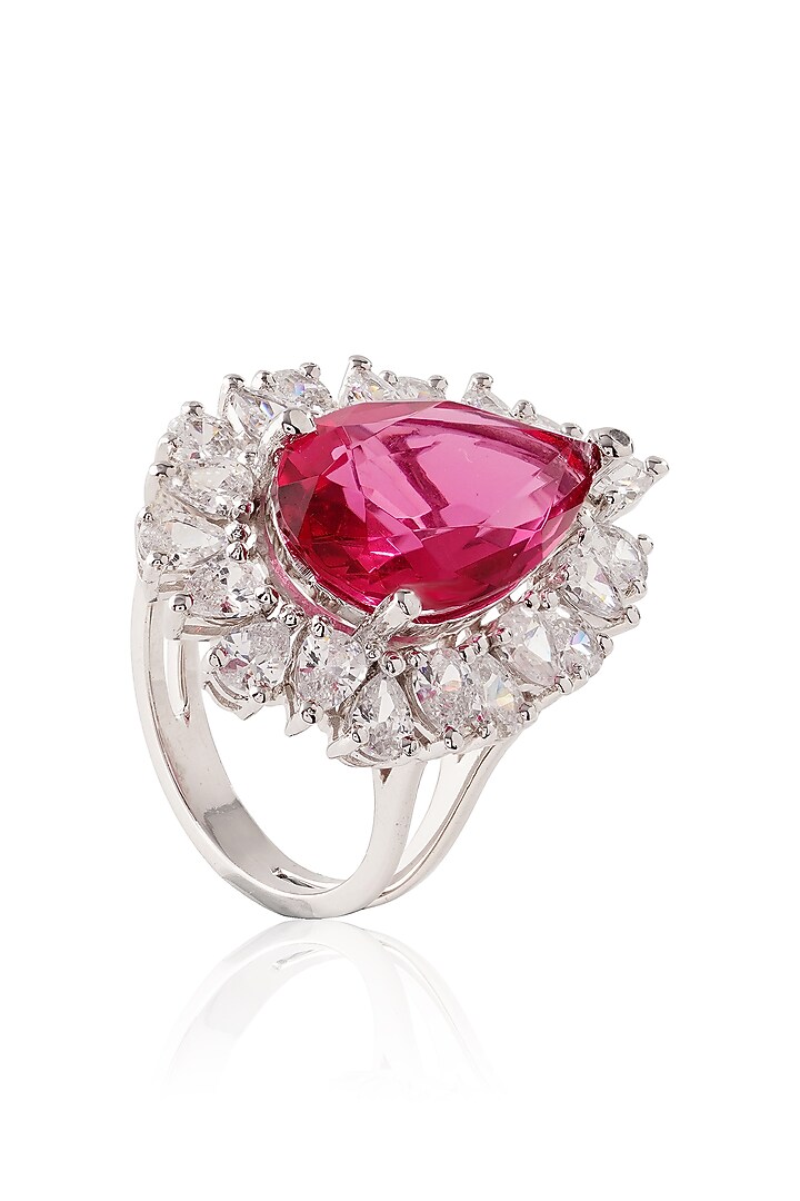 White Finish Pink Tourmaline Ring In Sterling Silver by PRATA at Pernia's Pop Up Shop