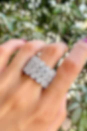White Finish Pearl-Cut Stone Ring In Sterling Silver by PRATA at Pernia's Pop Up Shop