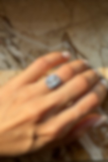 White Finish White Stone Ring In Sterling Silver by PRATA at Pernia's Pop Up Shop