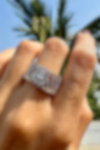 Gold Finish Diamond Ring In Sterling Silver by PRATA at Pernia's Pop Up Shop