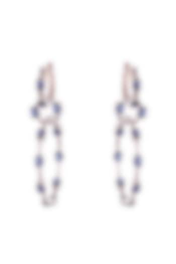 White Finish Blue Stone Dangler Earrings In Sterling Silver by PRATA at Pernia's Pop Up Shop