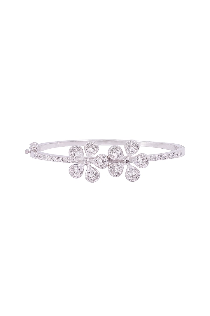 White Finish Cubic Zirconia Bracelet In Sterling Silver by PRATA at Pernia's Pop Up Shop