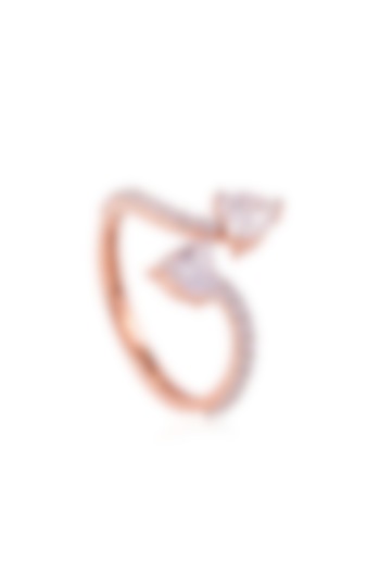 Rose Gold Finish Cubic Zirconia Ring In Sterling Silver by PRATA at Pernia's Pop Up Shop
