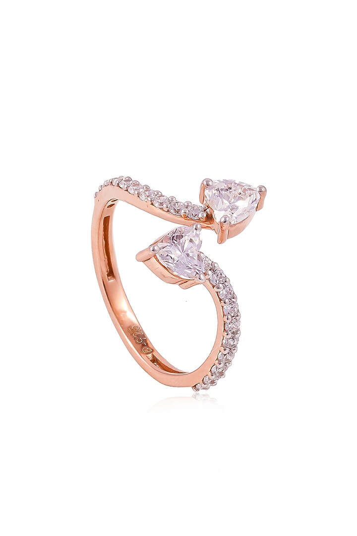 Rose Gold Finish Cubic Zirconia Ring In Sterling Silver by PRATA at Pernia's Pop Up Shop