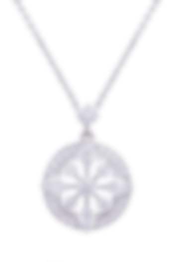 White Rhodium Finish Cubic Zirconia Pendant Necklace In Sterling Silver by PRATA at Pernia's Pop Up Shop