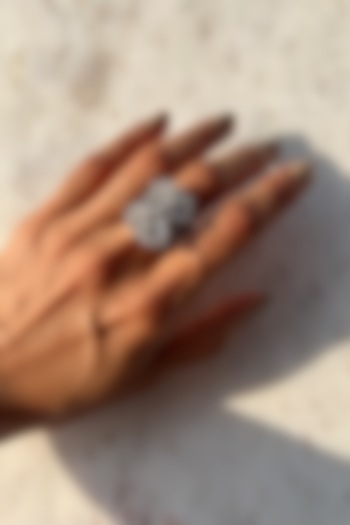 Gold Finish Marquise-Cut Cubic Zirconia Ring In Sterling Silver by PRATA at Pernia's Pop Up Shop