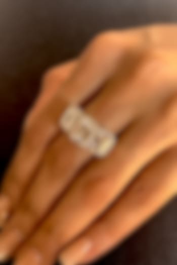 Gold Finish Cubic Zirconia Ring In Sterling Silver by PRATA at Pernia's Pop Up Shop