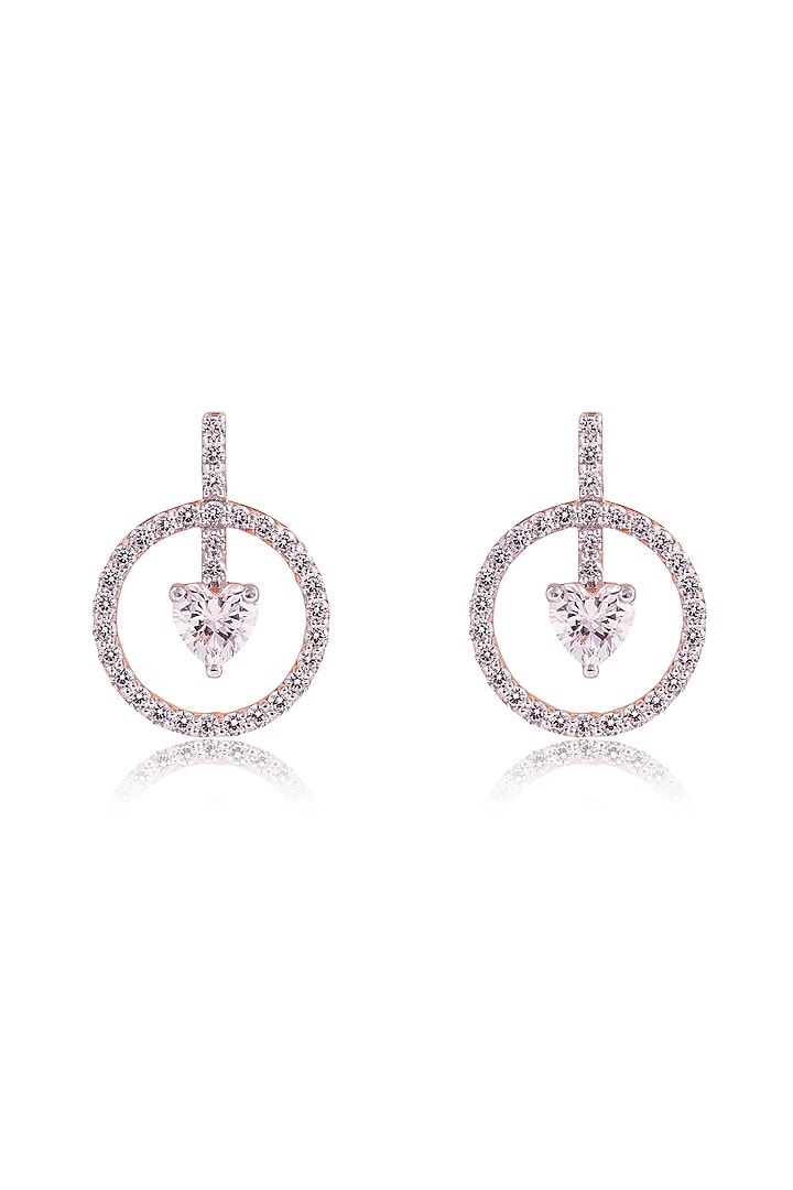 White Finish 1.25ct Solitaire Imported Cubic Zirconia Dangler Earrings In Sterling Silver by PRATA at Pernia's Pop Up Shop