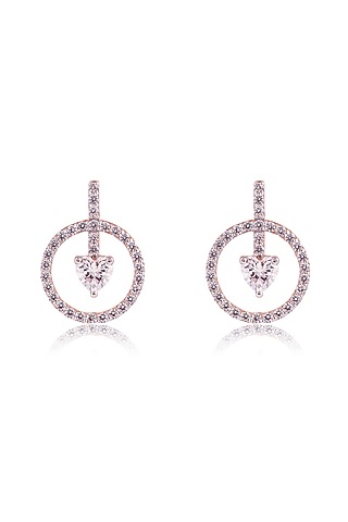 White Finish 1.25ct Solitaire Imported Cubic Zirconia Dangler Earrings In Sterling Silver by PRATA