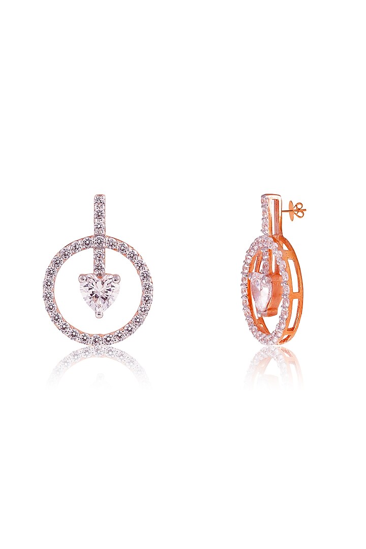White Finish 1.25ct Solitaire Imported Cubic Zirconia Dangler Earrings In Sterling Silver by PRATA at Pernia's Pop Up Shop