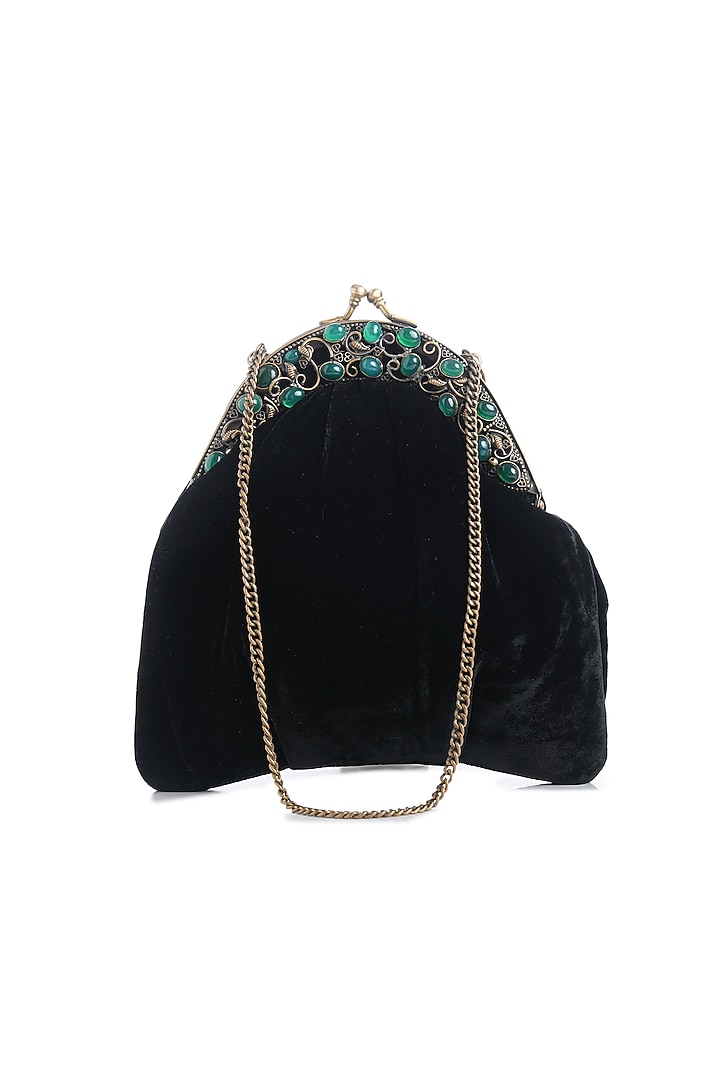 Black Gemstone Embellished Box Clutch by Praccessorii at Pernia's Pop Up Shop
