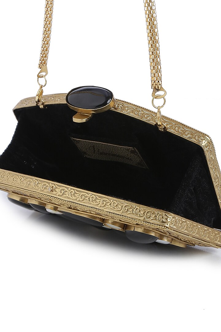 Gold Pearl Embellished Clutch by Praccessorii at Pernia's Pop Up Shop