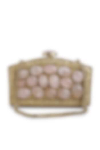 Dull Gold Gemstones Embellished Clutch by Praccessorii at Pernia's Pop Up Shop