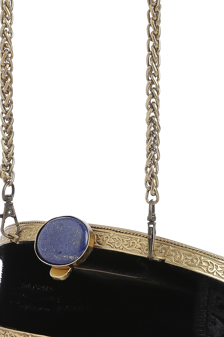 Dull Gold Embellished Shell Clutch by Praccessorii at Pernia's Pop Up Shop