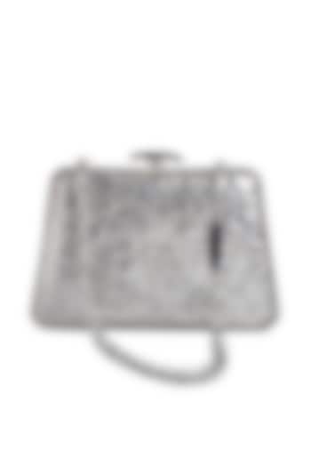 Silver Embellished Shell Clutch by Praccessorii at Pernia's Pop Up Shop