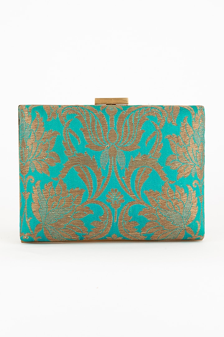 Turquoise Floral Handmade Clutch by PRACCESSORII at Pernia's Pop Up Shop