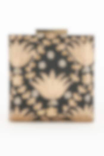 Black & Gold Hand Embroidered Clutch by PRACCESSORII at Pernia's Pop Up Shop