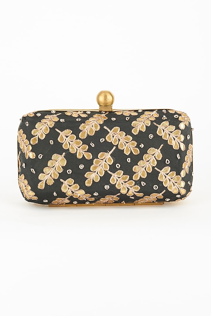 Black Hand Embroidered Clutch by PRACCESSORII at Pernia's Pop Up Shop