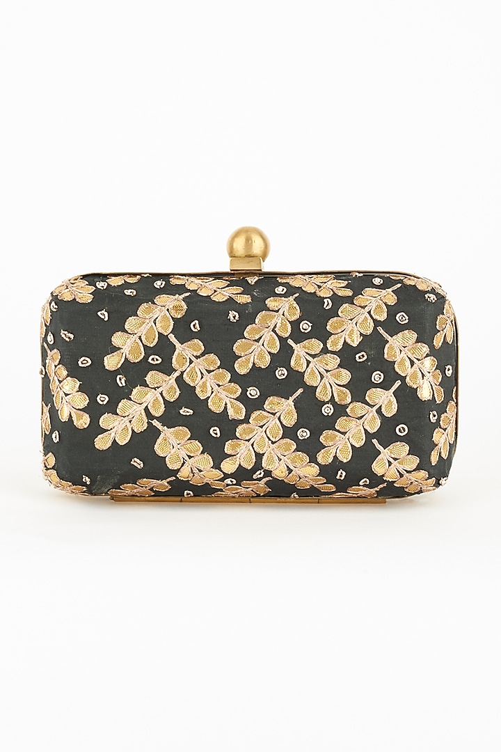 Black Hand Embroidered Clutch by PRACCESSORII at Pernia's Pop Up Shop