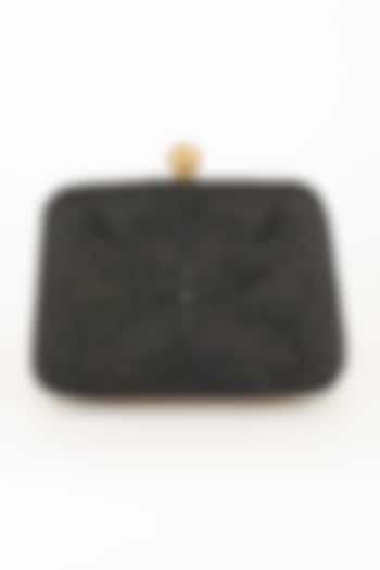 Black Floral Hand Embroidered Clutch by PRACCESSORII at Pernia's Pop Up Shop