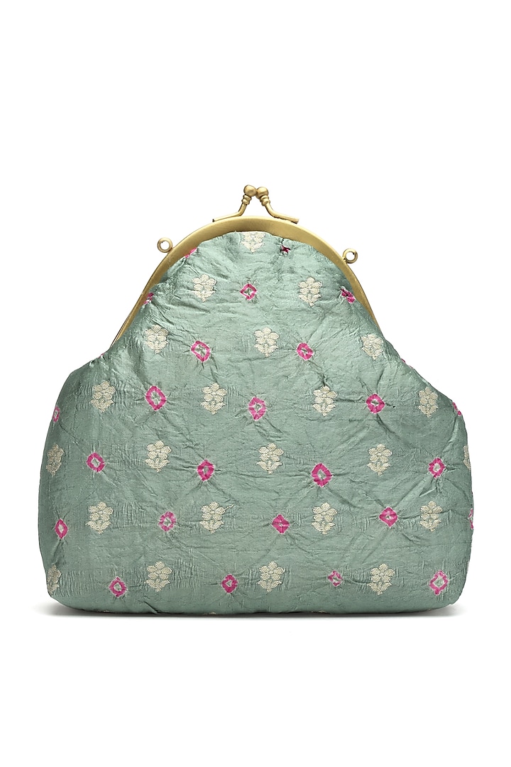 Green Silk Brocade Evening Bag by PRACCESSORII at Pernia's Pop Up Shop