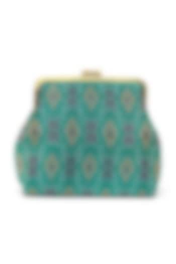 Green Silk Ikat Brocade Evening Bag by PRACCESSORII