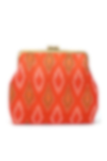 Orange Silk Ikat Brocade Evening Bag by PRACCESSORII