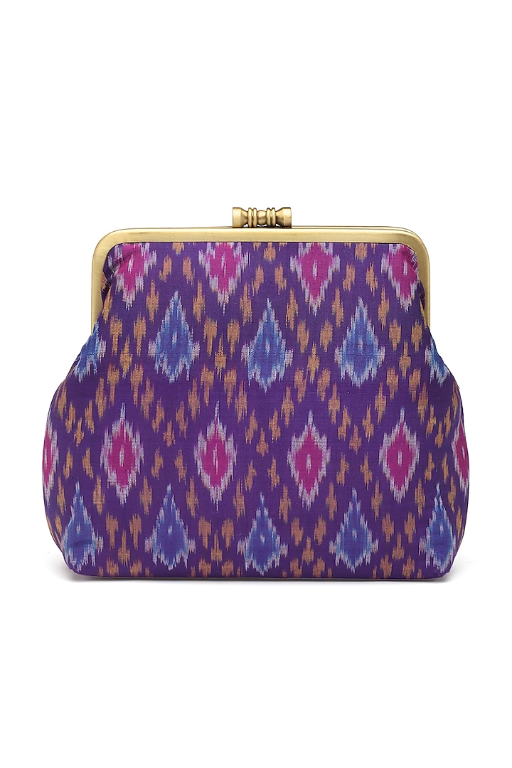 Purple Silk Ikat Brocade Evening Bag by PRACCESSORII at Pernia's Pop Up Shop