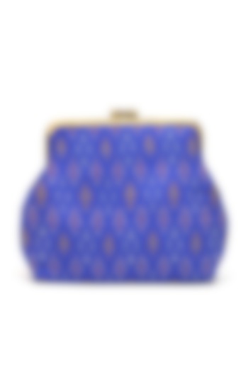 Blue Silk Ikat Brocade Evening Bag by PRACCESSORII