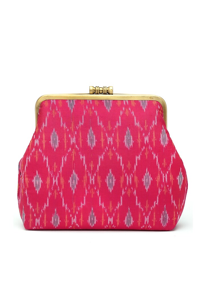Pink Silk Ikat Brocade Evening Bag by PRACCESSORII