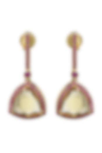 Gold Plated Yellow Cubic Zirconia Dangler Earrings In Sterling Silver by Jewels by Praccessorii at Pernia's Pop Up Shop