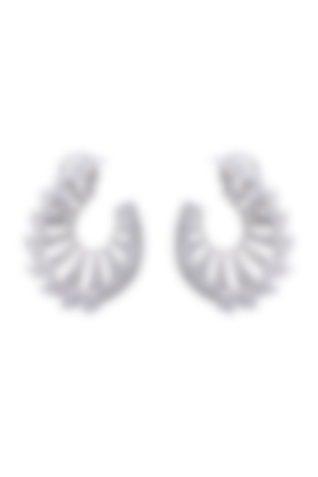 White Finish Stud Earrings In Sterling Silver by Jewels by Praccessorii at Pernia's Pop Up Shop