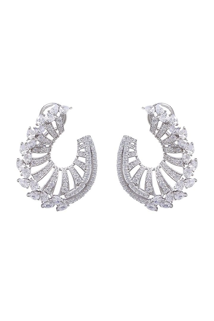 White Finish Stud Earrings In Sterling Silver by Jewels by Praccessorii at Pernia's Pop Up Shop