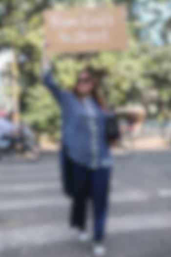 Blue Modal Satin & Satin Ajrakh Handblock Printed Co-Ord Set by Prahnaaya at Pernia's Pop Up Shop