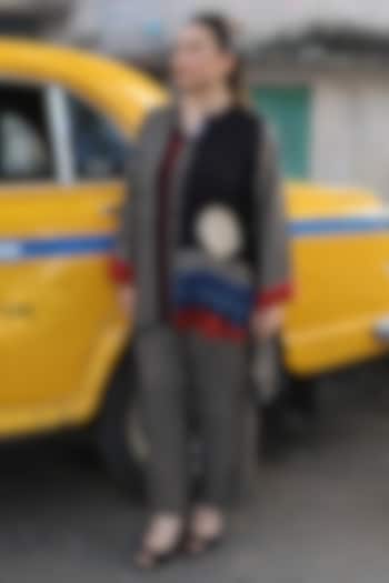 Black Modal Satin Ajrakh Hand Block Printed Co-Ord Set by Prahnaaya at Pernia's Pop Up Shop