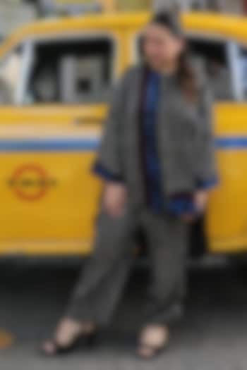 Black Modal Satin Ajrakh Hand Block Printed Co-Ord Set by Prahnaaya at Pernia's Pop Up Shop