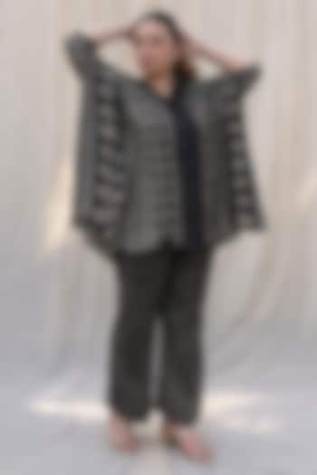 Black Modal Satin Ajrakh Hand Block Printed Co-Ord Set by Prahnaaya at Pernia's Pop Up Shop