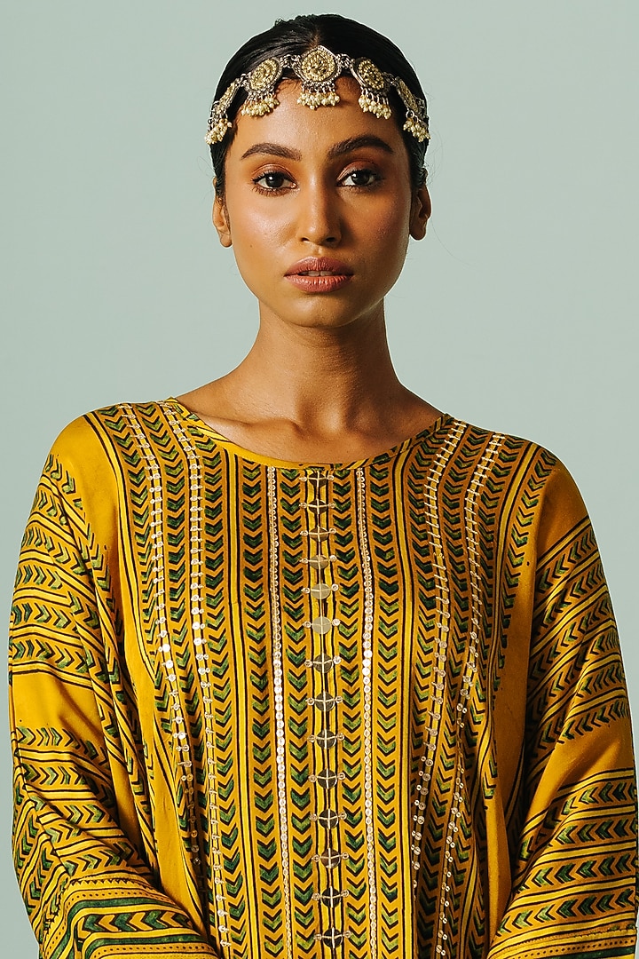 Yellow Satin Skirt Set by Prahnaaya at Pernia's Pop Up Shop