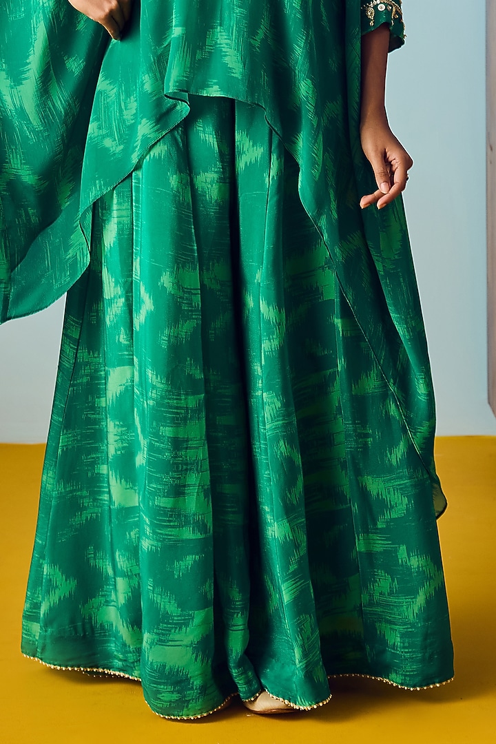 Sea Green Natural Crepe Silk Embroidered & Printed Tunic Set by Prahnaaya at Pernia's Pop Up Shop