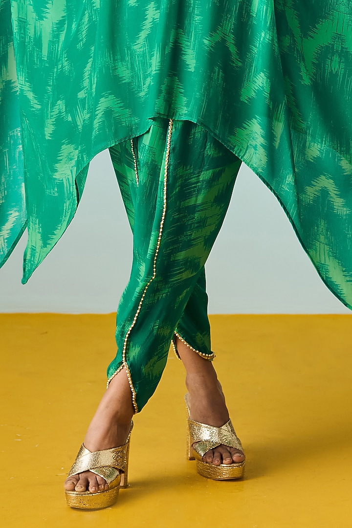 Sea Green Natural Crepe Silk Embroidered & Printed Co-Ord Set by Prahnaaya at Pernia's Pop Up Shop