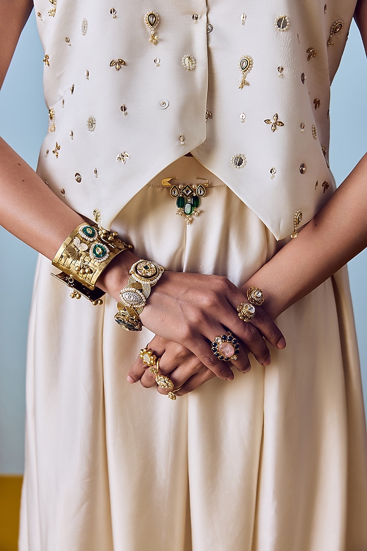 Pearl White Satin Silk Box Pleated Skirt Set by Prahnaaya at Pernia's Pop Up Shop
