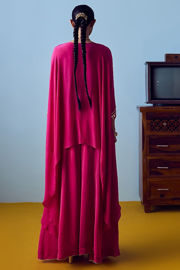 Pink Crepe Silk Embroidered Tunic Set by Prahnaaya at Pernia's Pop Up Shop