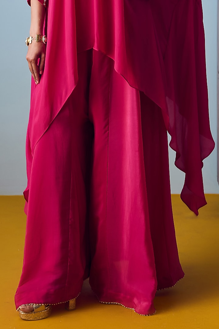 Pink Crepe Silk Embroidered Tunic Set by Prahnaaya at Pernia's Pop Up Shop