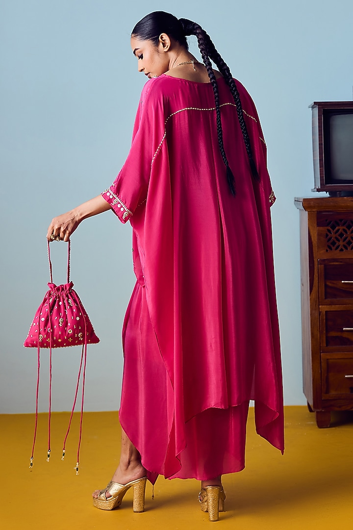 Pink Crepe Silk Embroidered Co-Ord Set by Prahnaaya at Pernia's Pop Up Shop