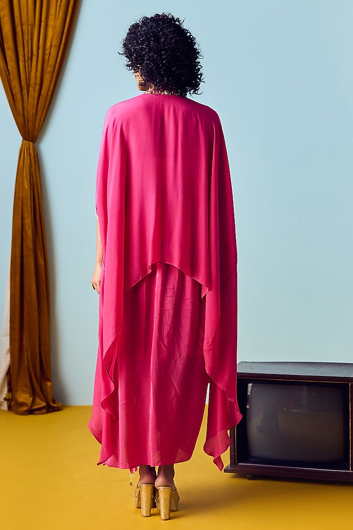 Pink Crepe Silk Draped Skirt Set by Prahnaaya at Pernia's Pop Up Shop