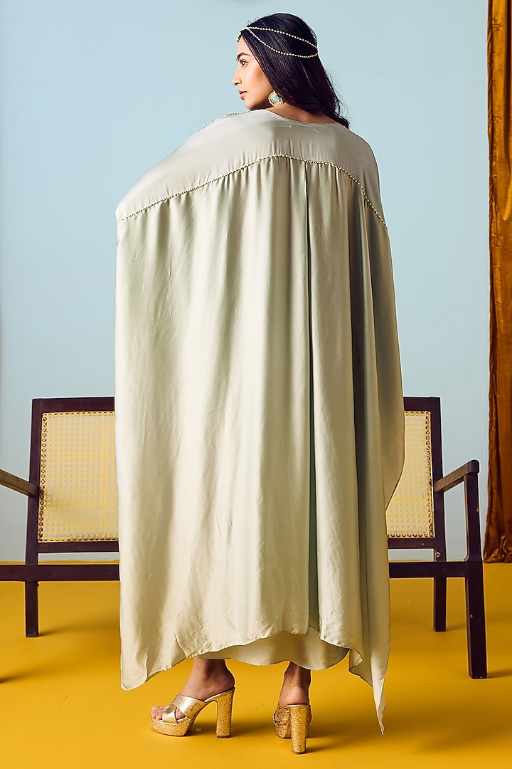 Sage Green Satin Silk Skirt Set by Prahnaaya at Pernia's Pop Up Shop