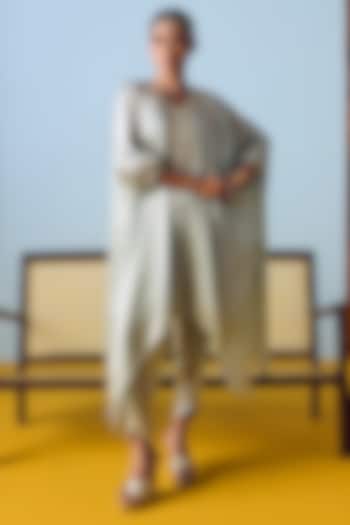 Sage Green Satin Silk Embroidered Co-Ord Set by Prahnaaya at Pernia's Pop Up Shop