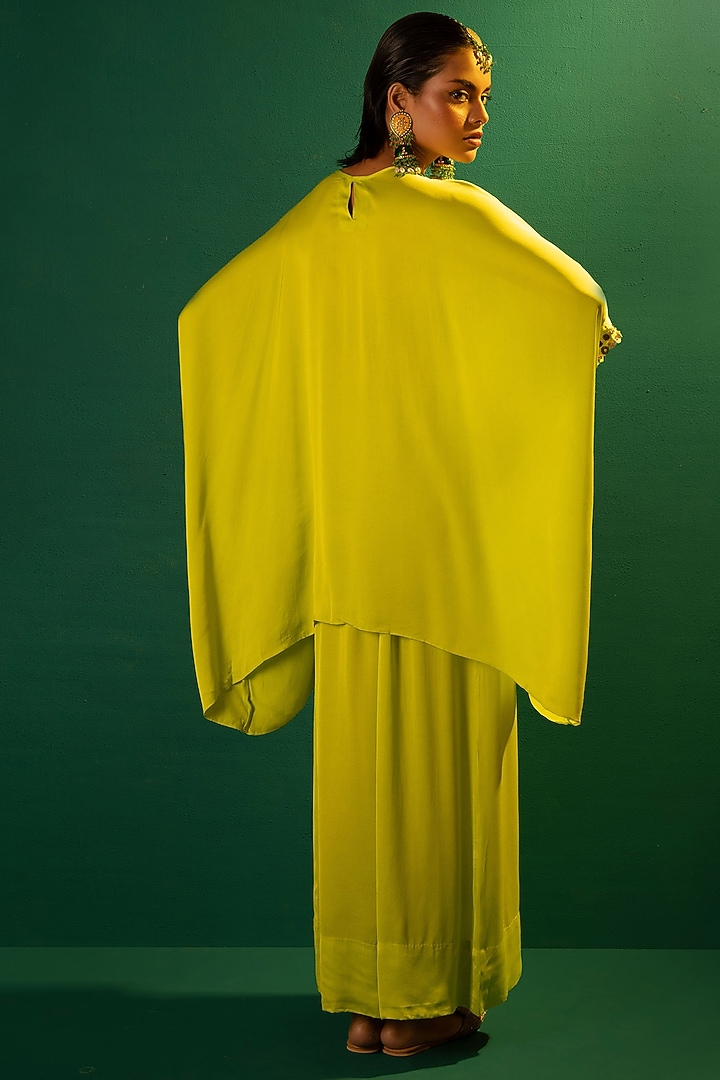 Sublime Neon Satin Hand Embellished Tunic Set by Prahnaaya at Pernia's Pop Up Shop