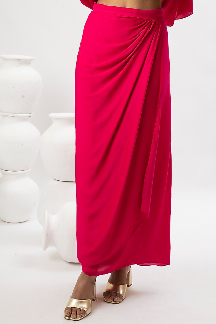 Pink Satin Hand Embroidered Kaftan Set by Prahnaaya at Pernia's Pop Up Shop