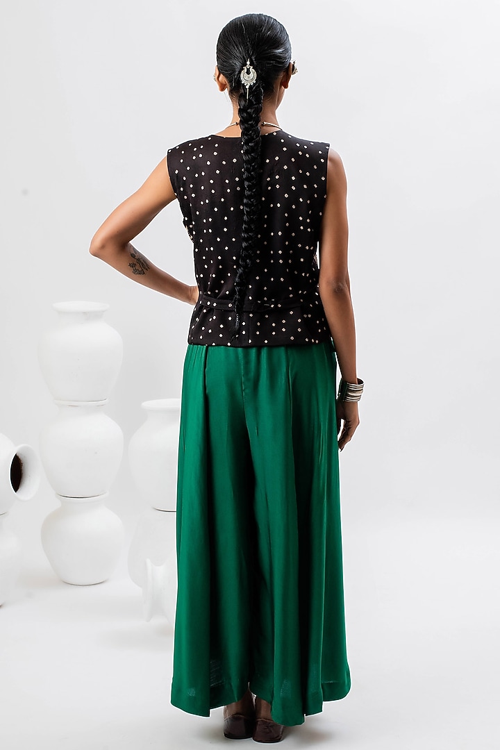 Emerald Green Satin Pant Set by Prahnaaya at Pernia's Pop Up Shop